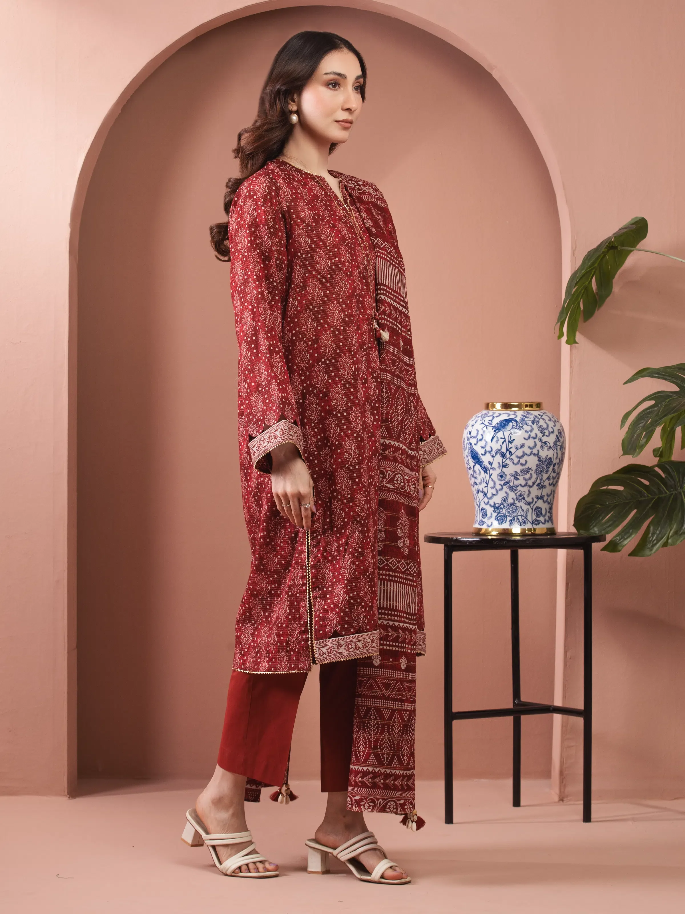 Printed Zari Lawn Suit - EWU5M6-020-3P - Image 2