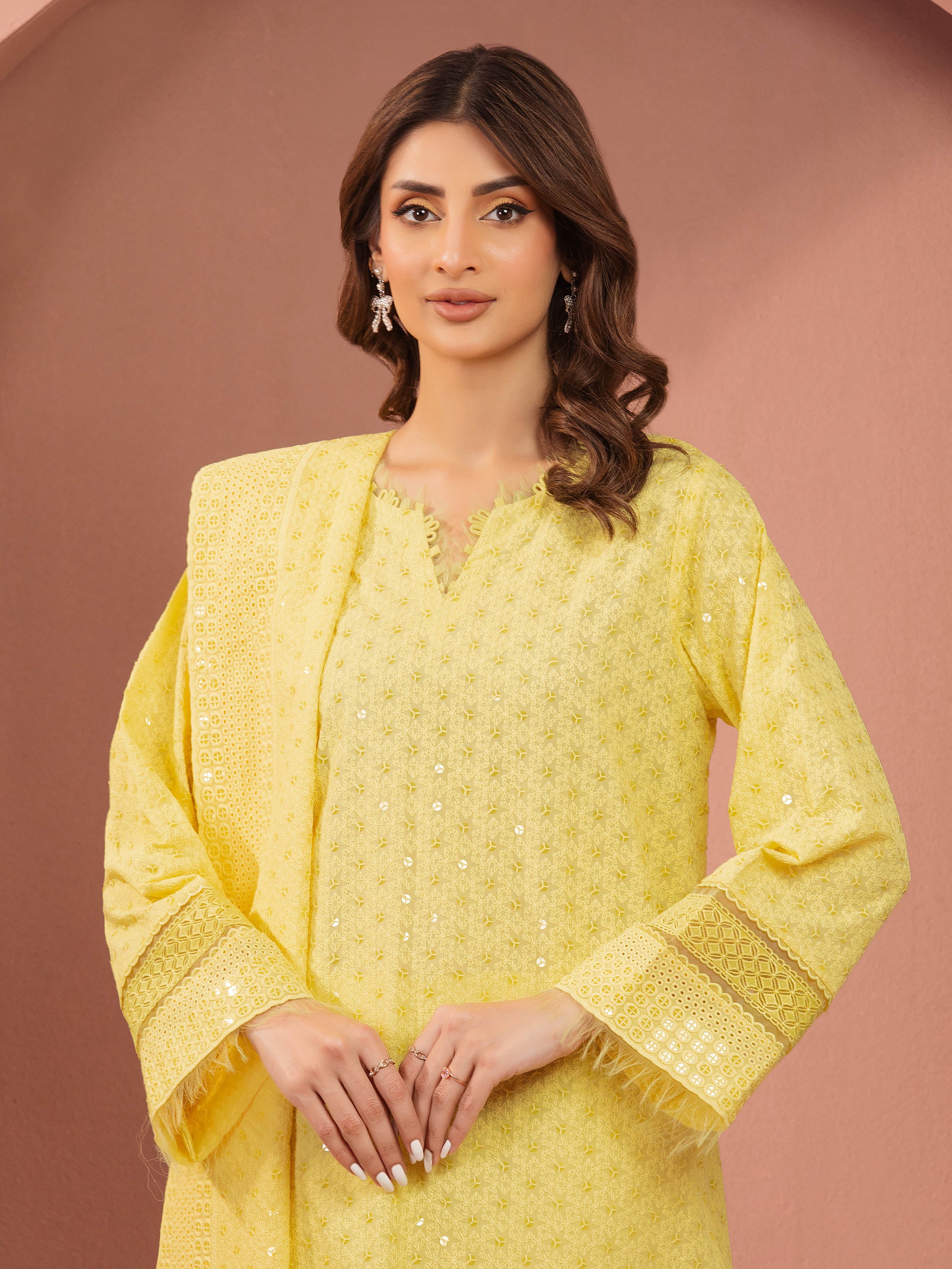 Embroidered Cambric Suit - EWU5V2-31826-3P - Image 2