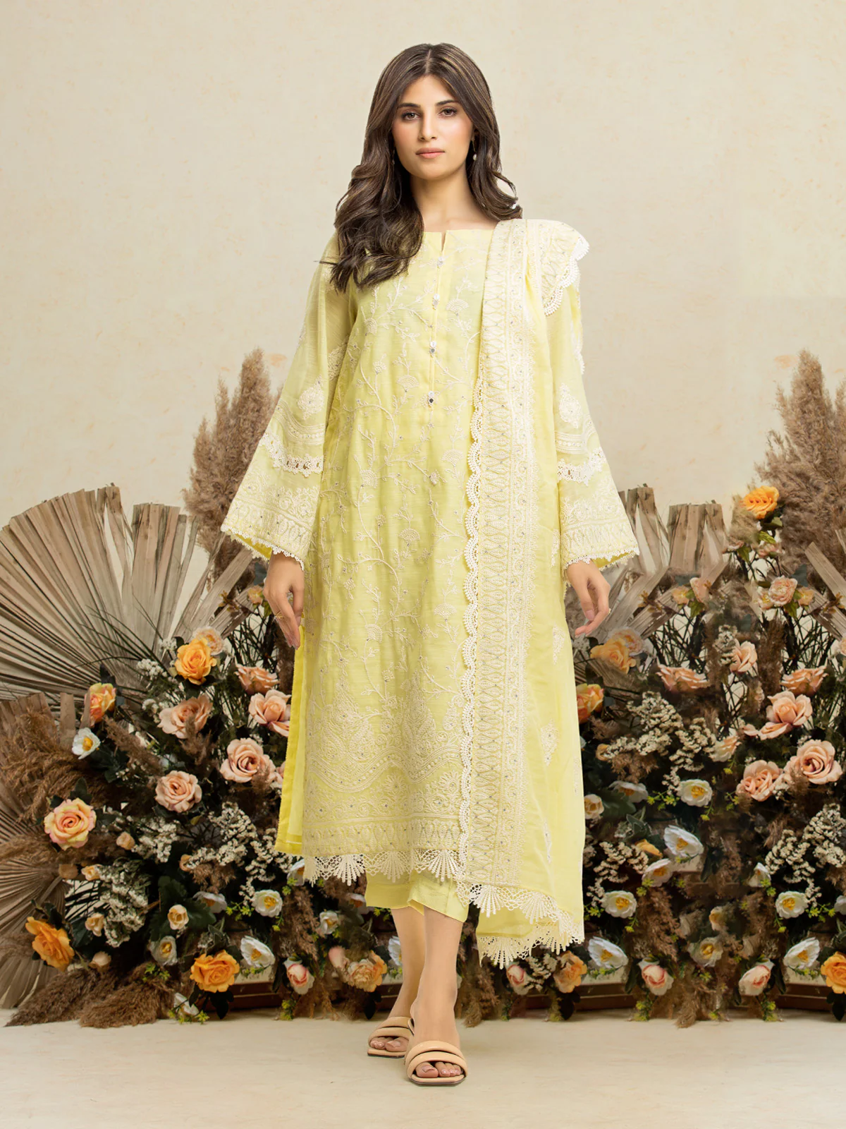 Embroidered Chanderi Suit - EWU24V6-28736-3P