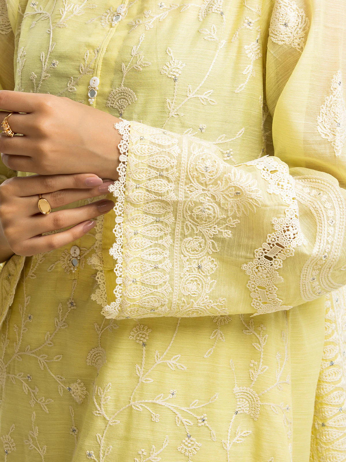 Embroidered Chanderi Shirt - EWU24V6-28736S - Image 5