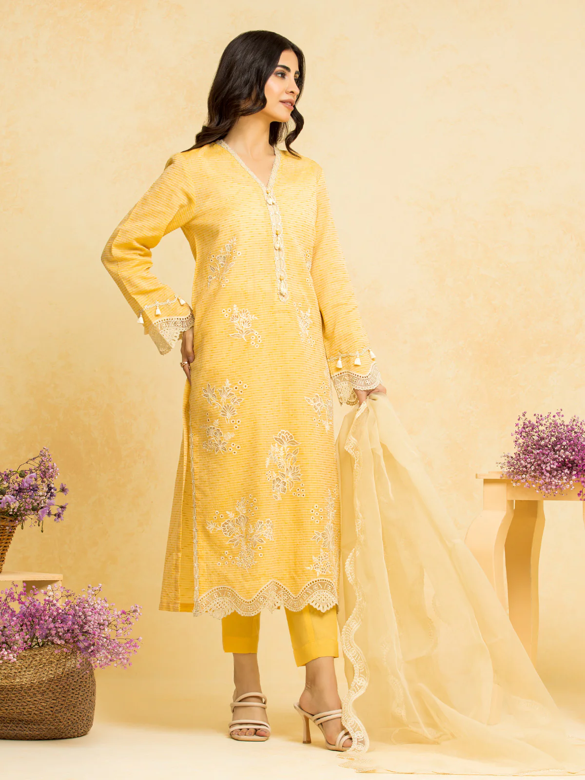 Embroidered Dobby Shirt Trouser - EWU24V7-28770ST - Image 5