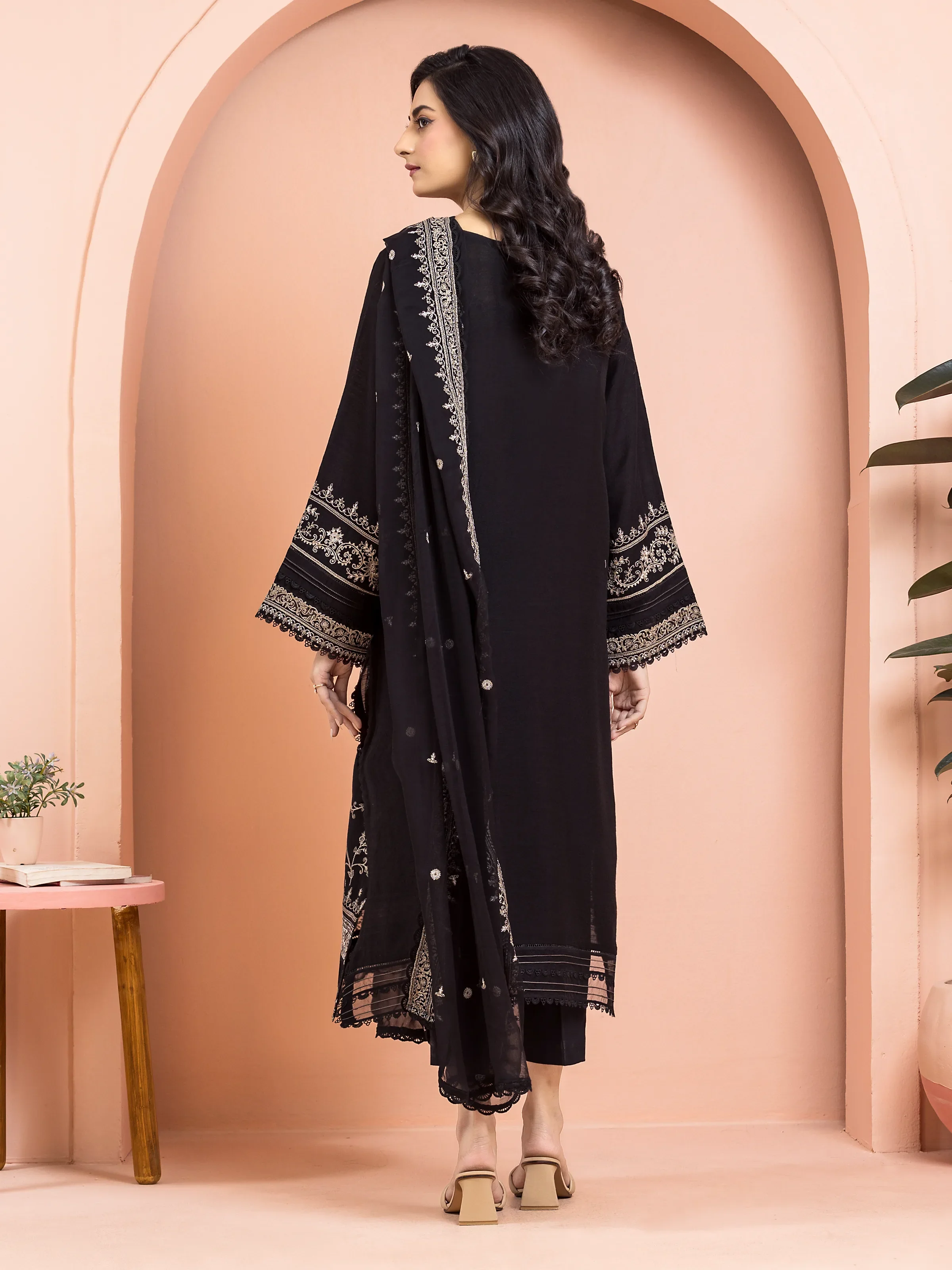 Embroidered Raw Silk Suit - EWU24V16-30013-3P - Image 2