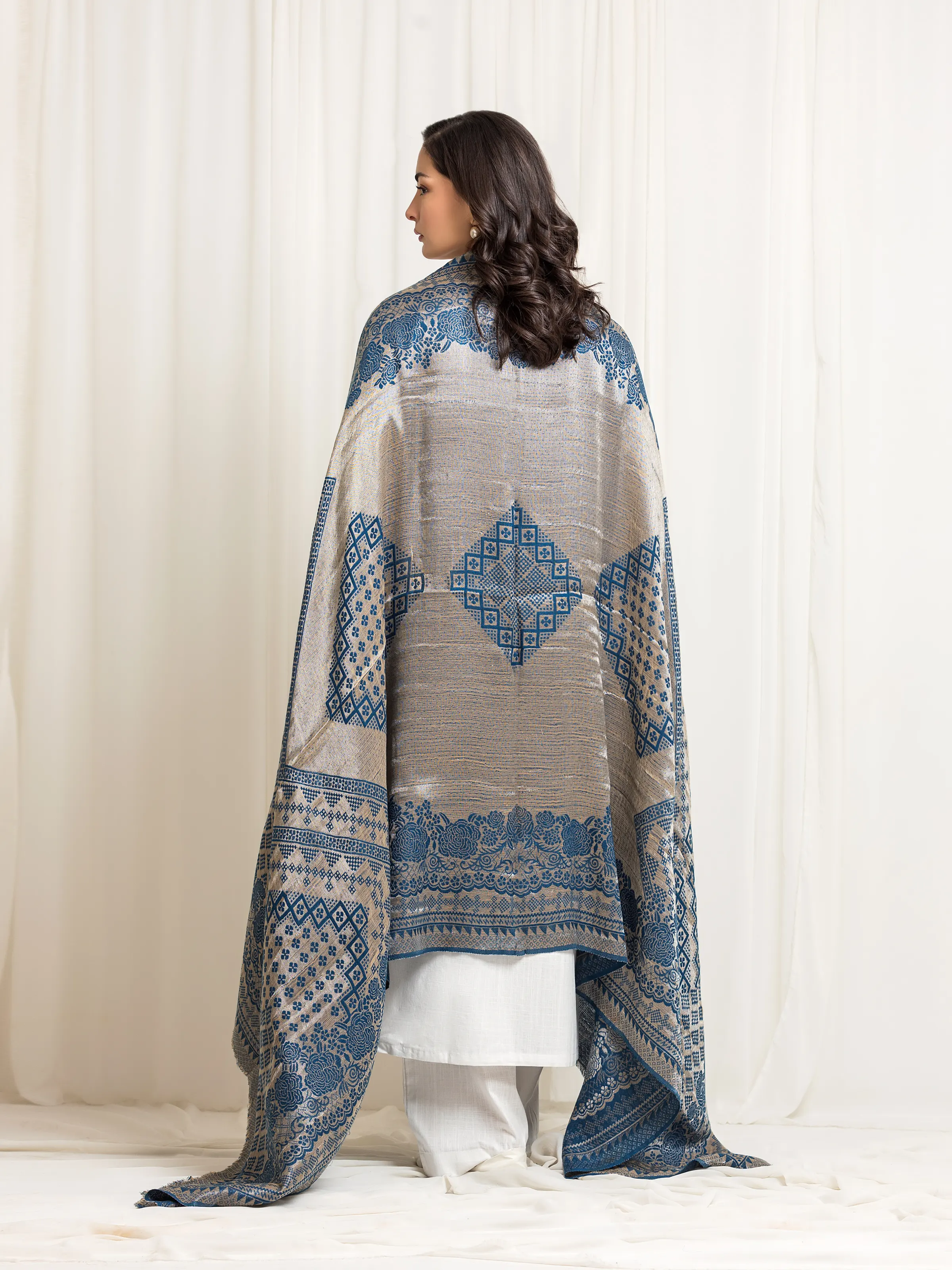 Pashmina Jacquard Zari Shawl - EWMSJ5-005 - Image 4