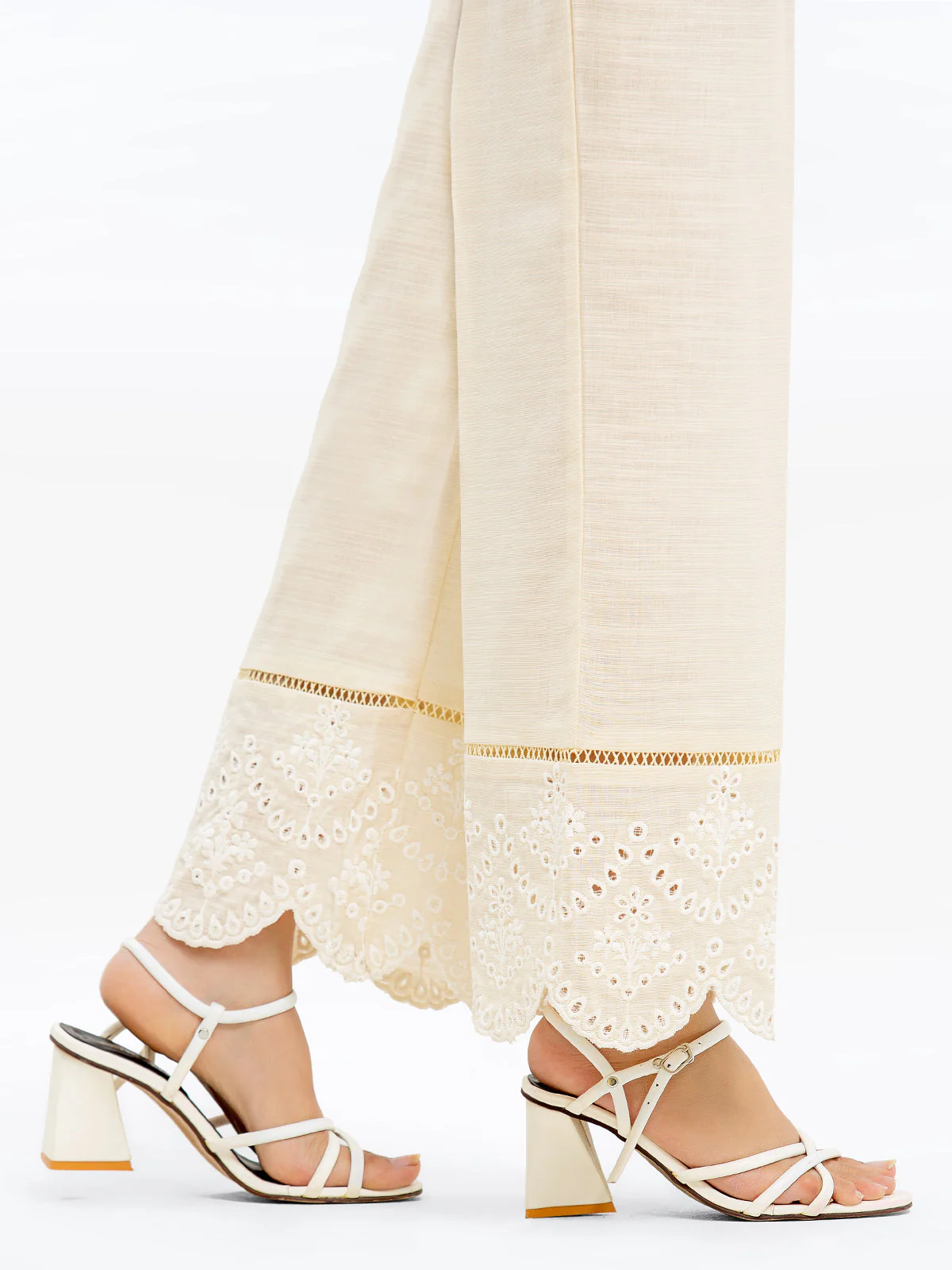 Embroidered Khaddar Trouser - EWBE23-76561 - Image 2