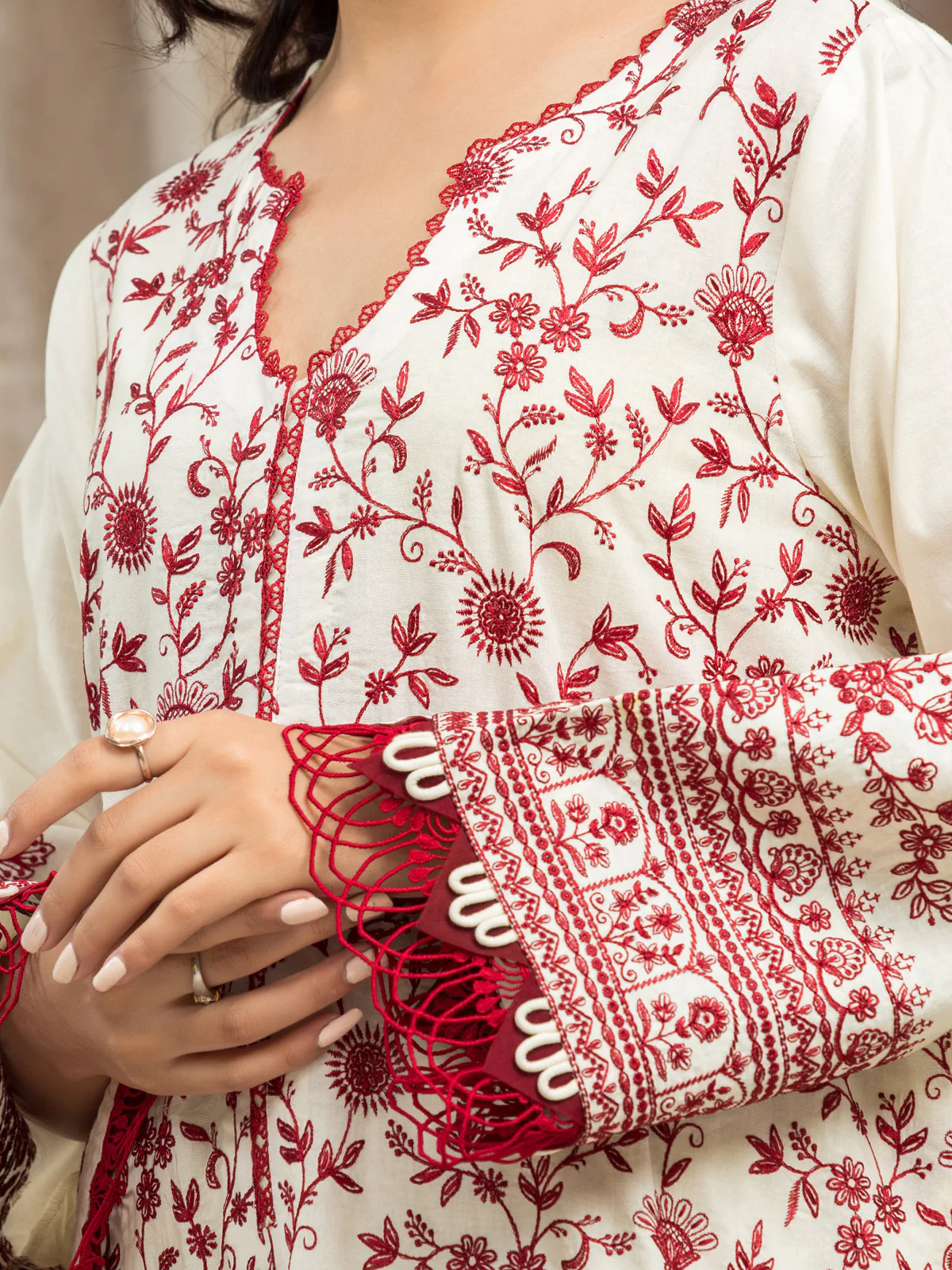 Embroidered Cambric Suit - EWU24V2-30111-3P - Image 4