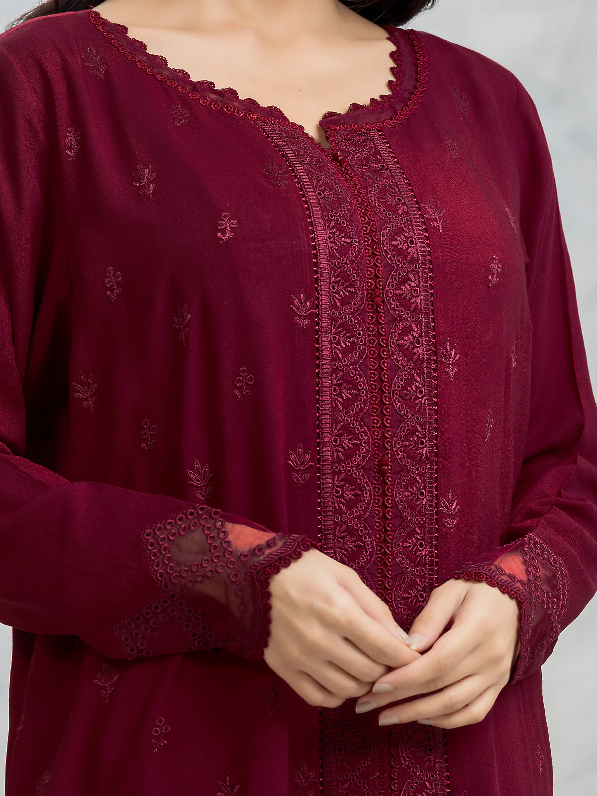 Embroidered Cambric Suit - EWU24V2-30151-3P - Image 3