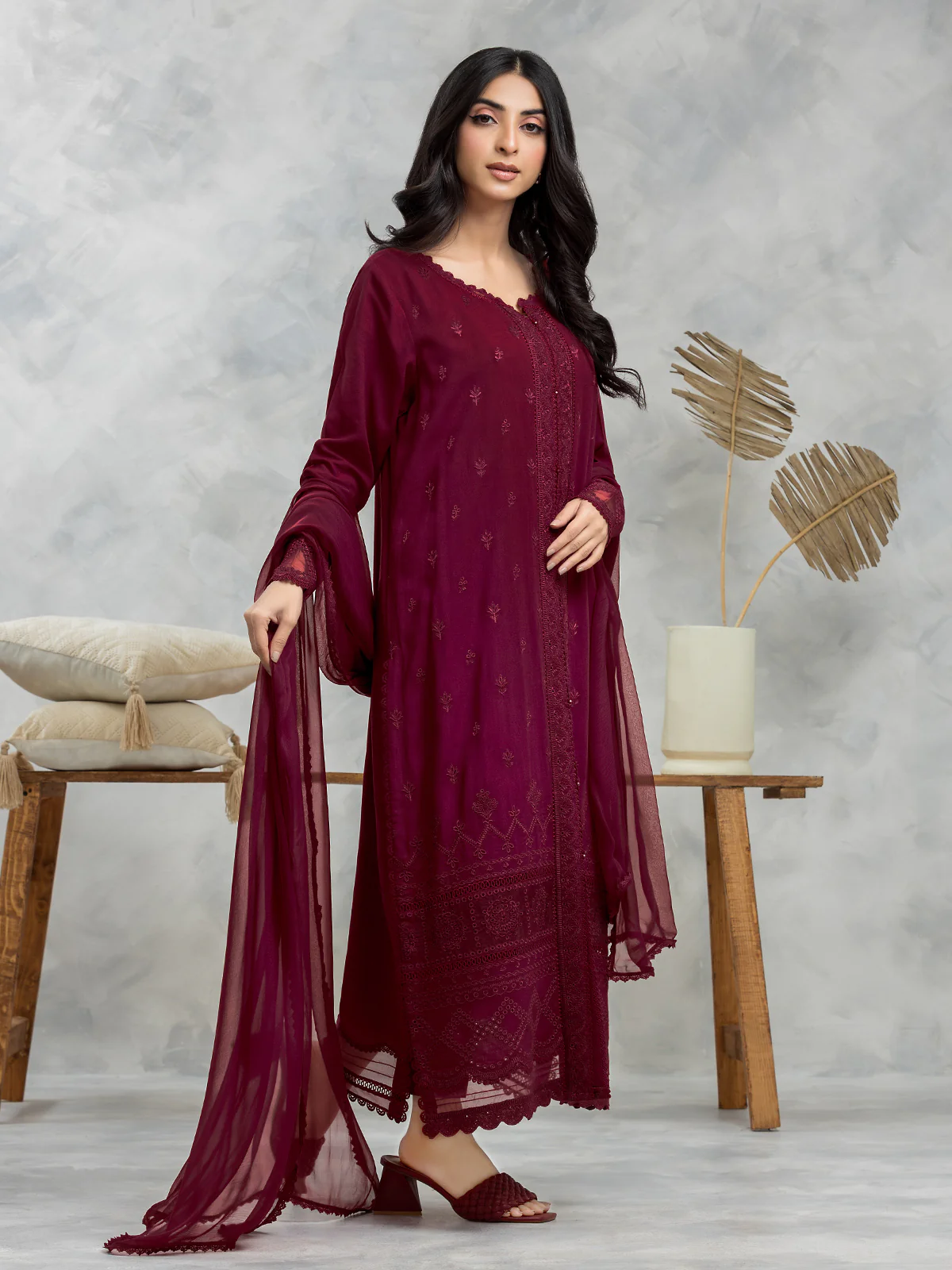 Embroidered Cambric Suit - EWU24V2-30151-3P - Image 4