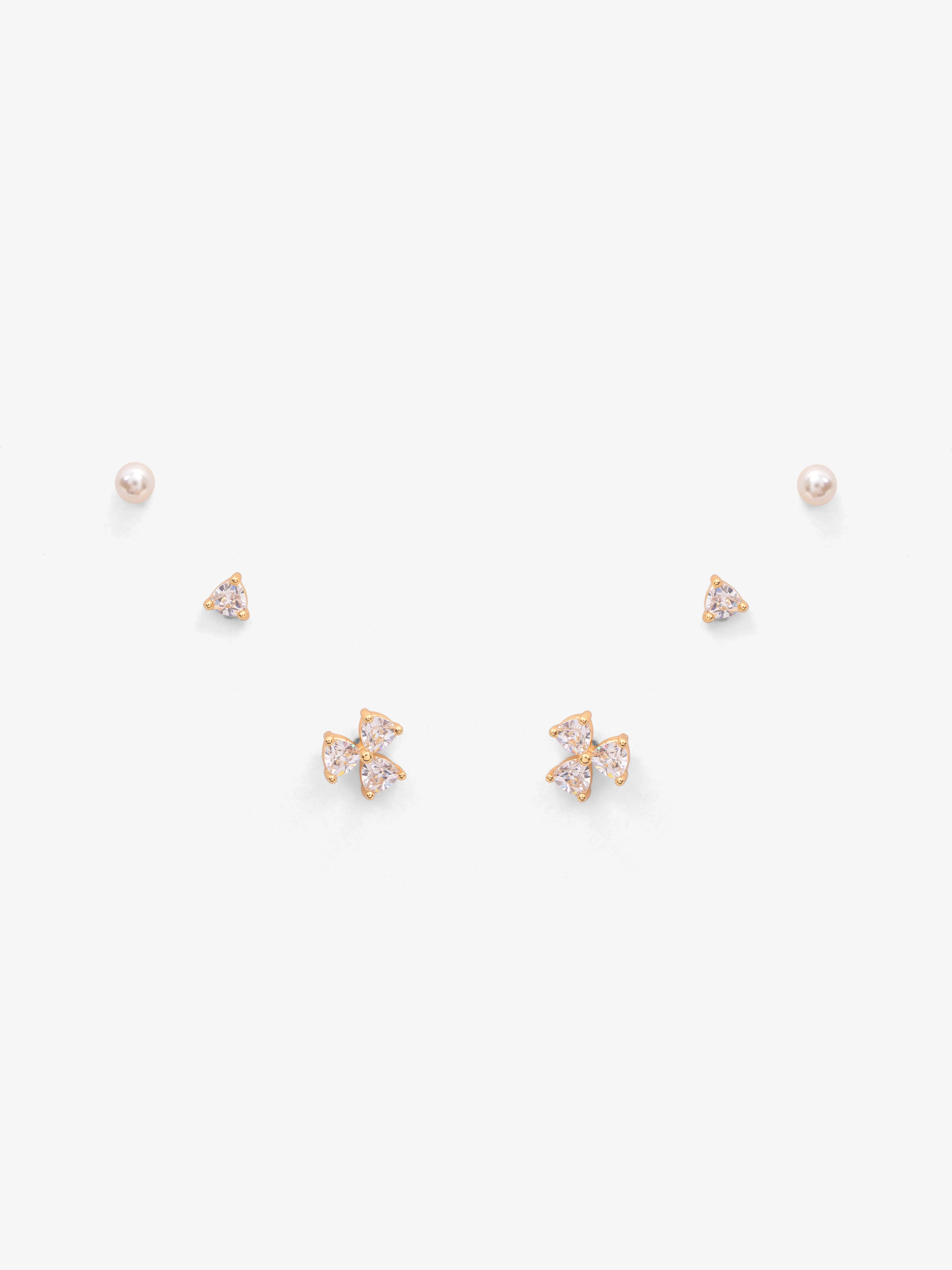 Floral Drop Silver Ear Studs - EAWE5-105