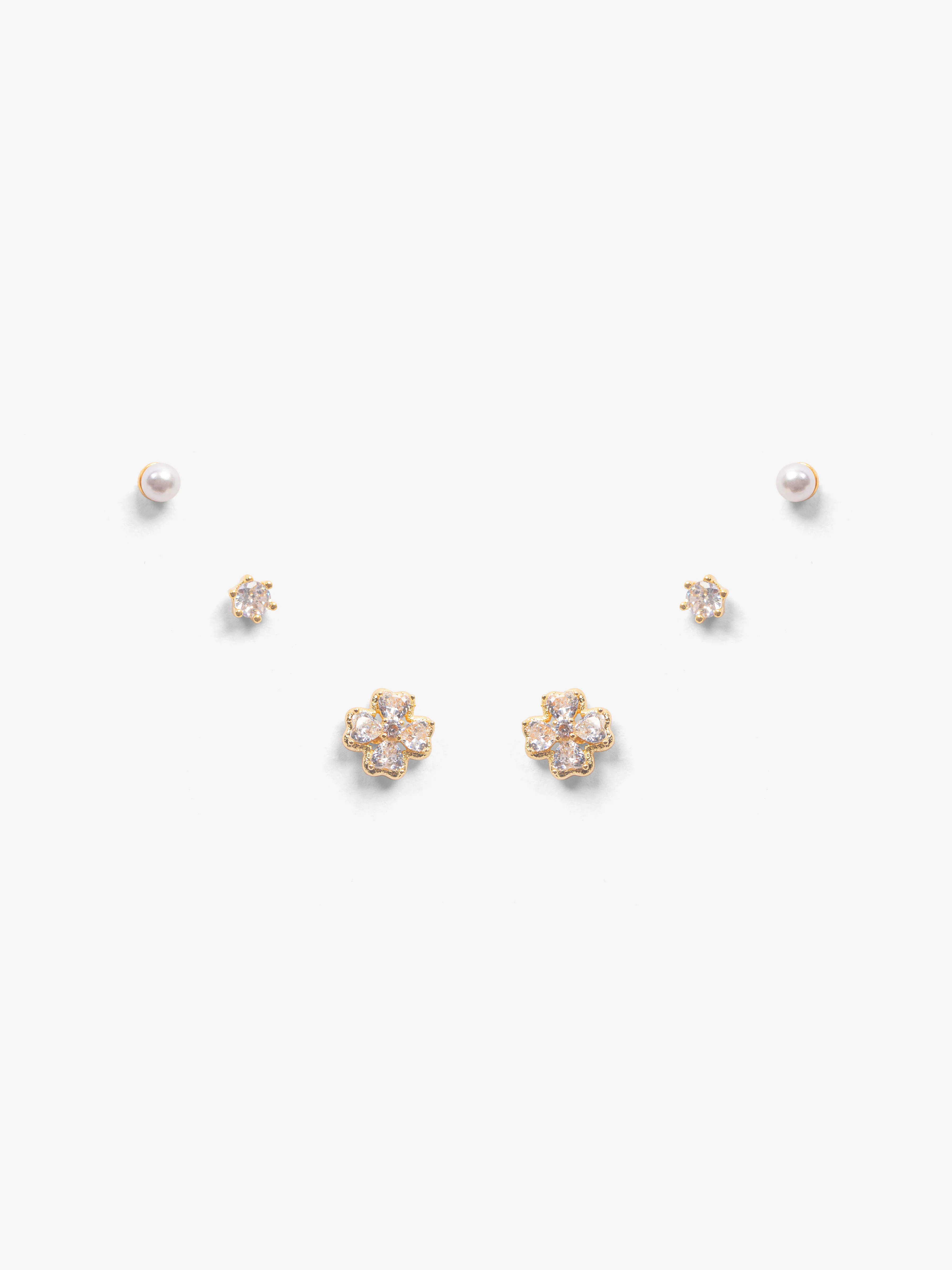 Star & Orb Silver Stud Set Earrings - EAWE5-109