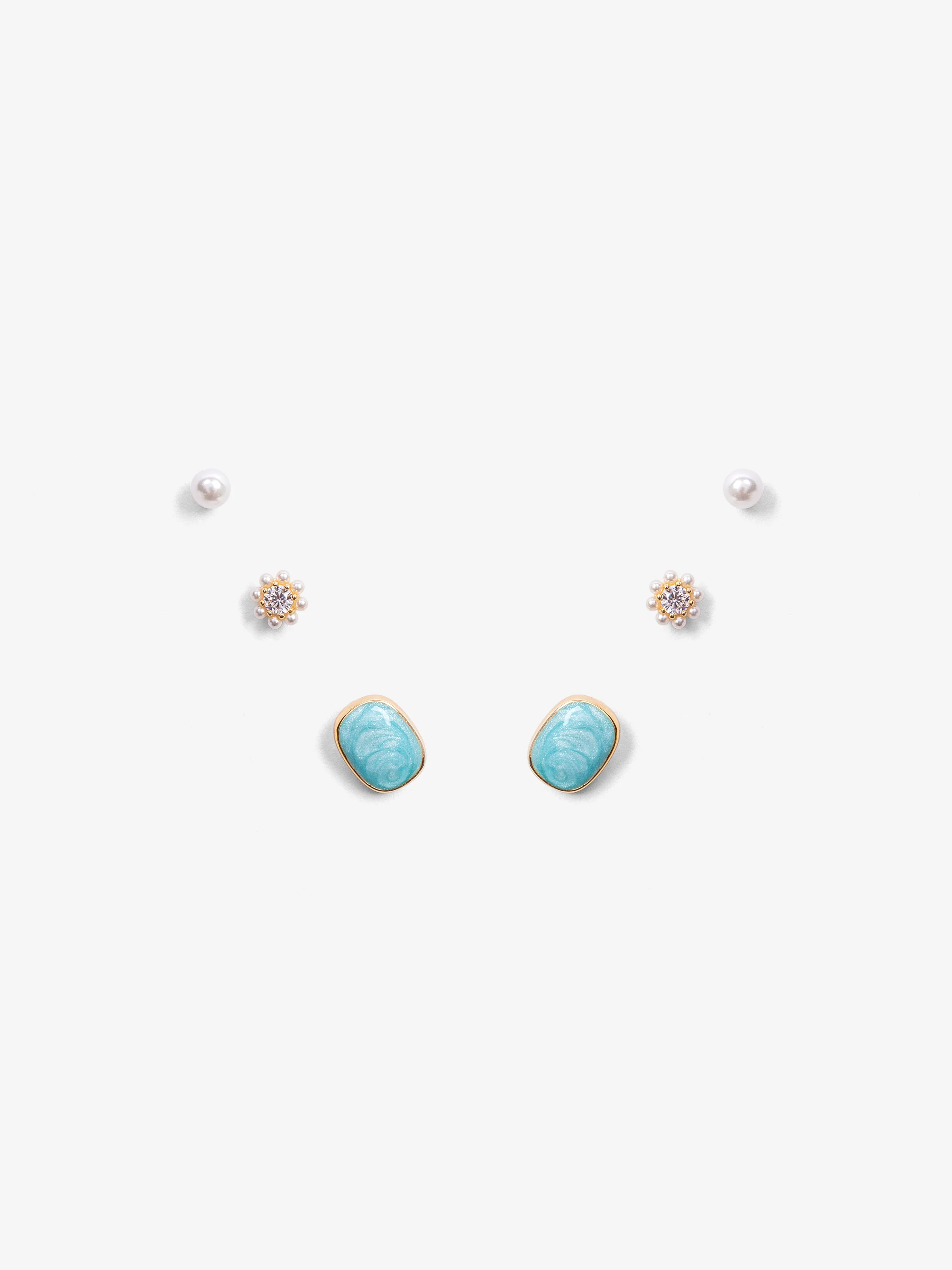 Turquoise Trio Ear Studs - EAWE5-124