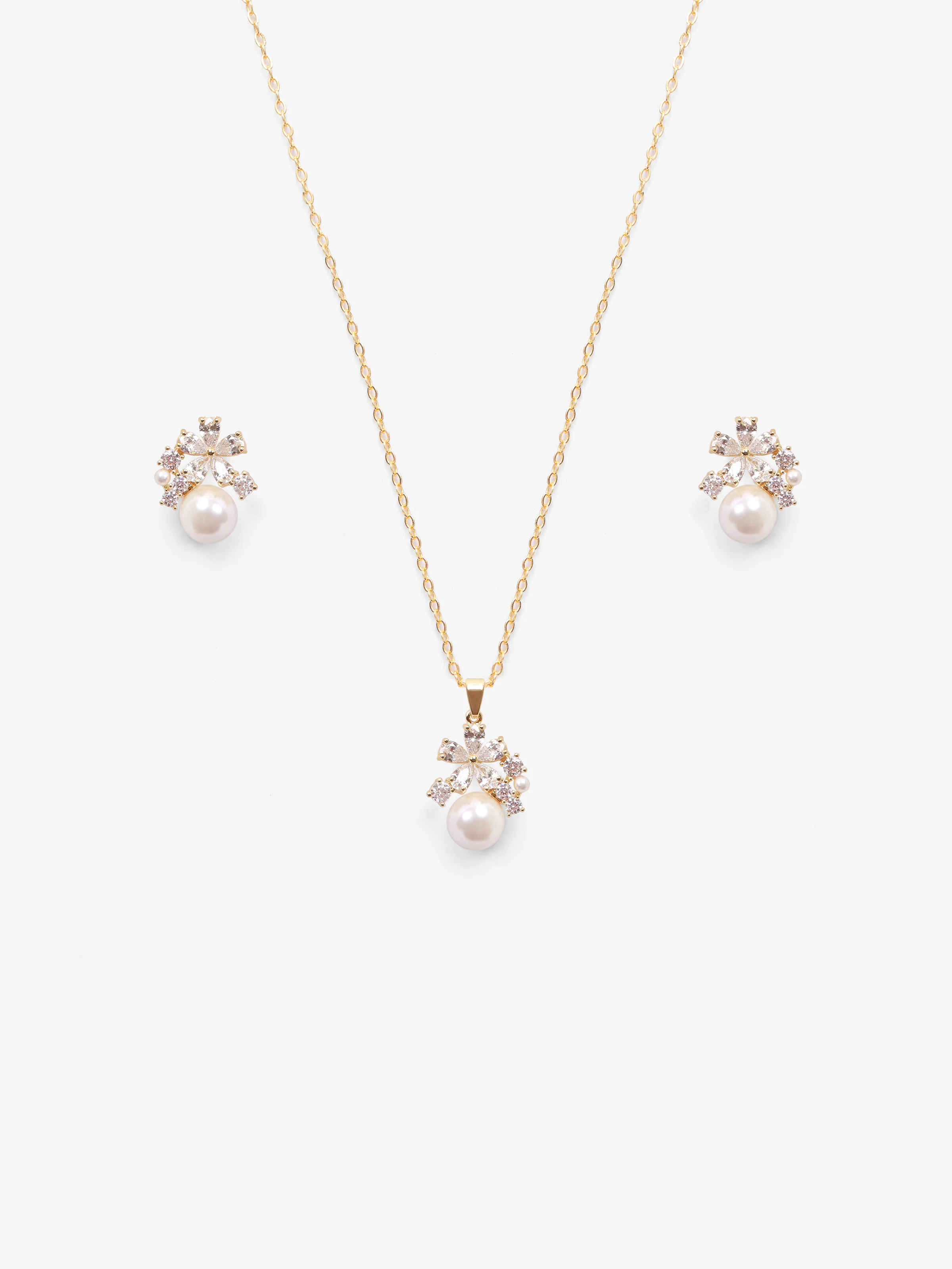 Star Sparkle Pearl Silver Jewelry Set - EAWJS5-010
