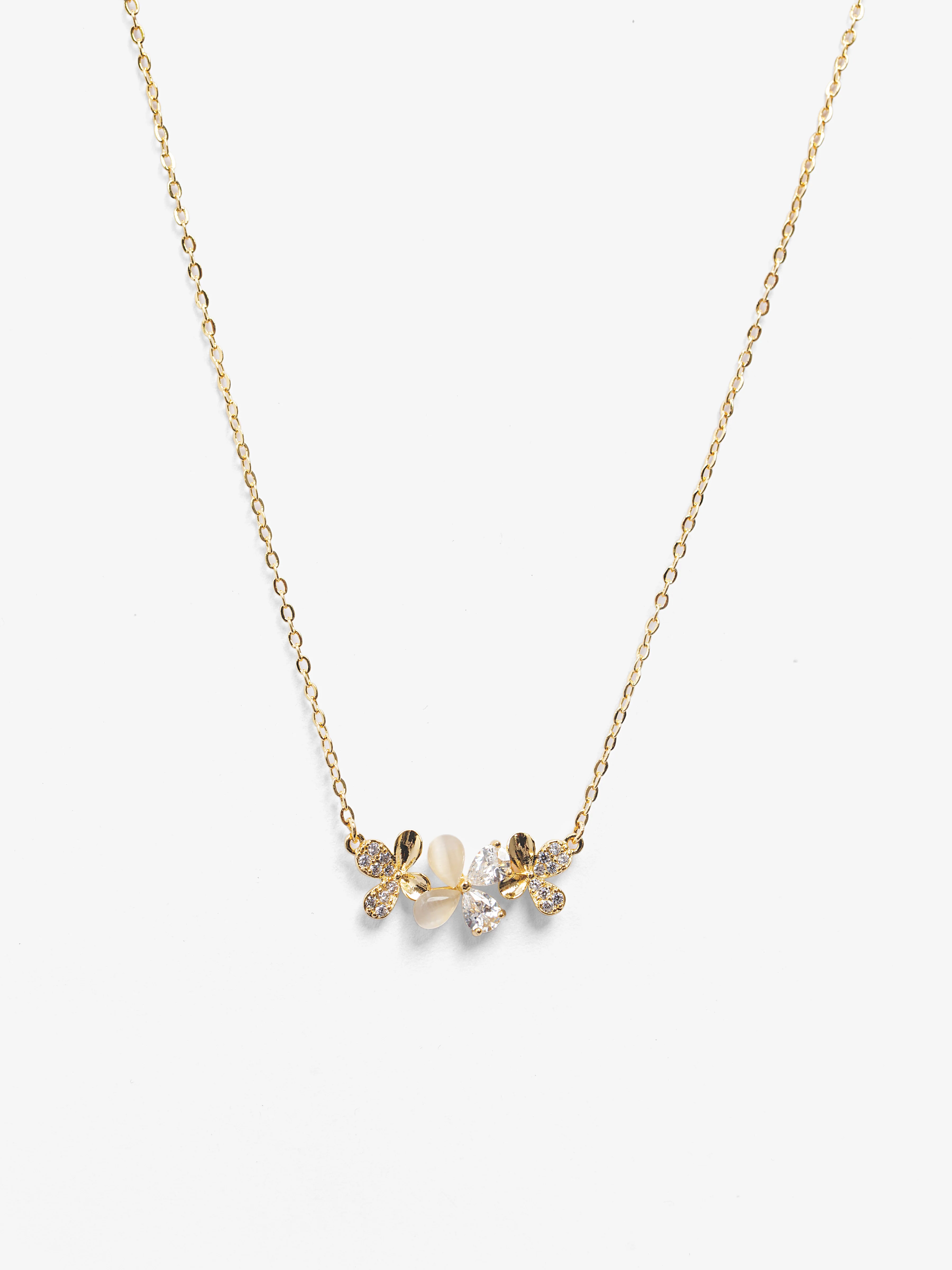 Crystal Cluster Silver Necklace - EAWN5-028