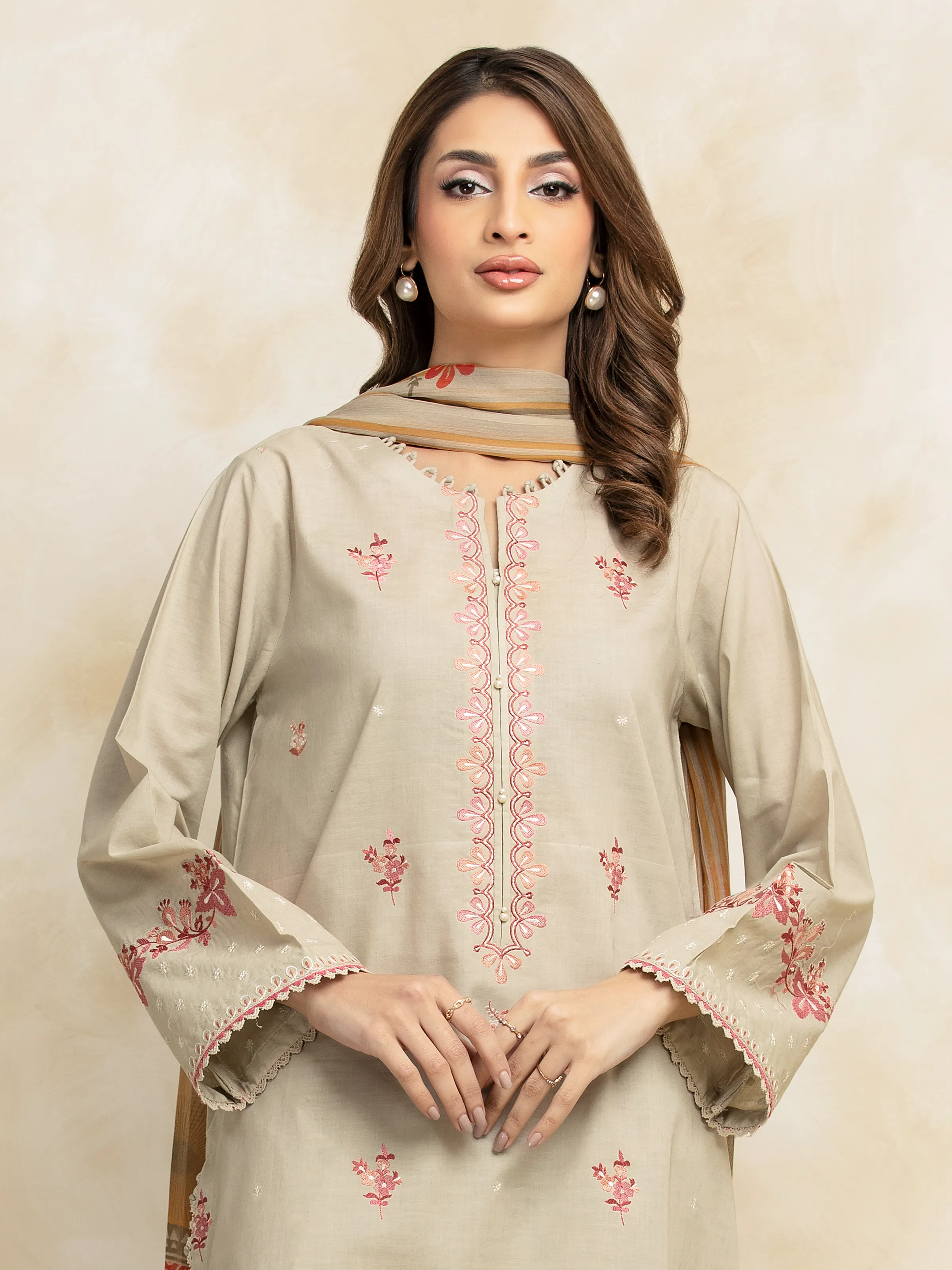 Embroidered Cambric Suit - EWU5V2-31032-3P - Image 3