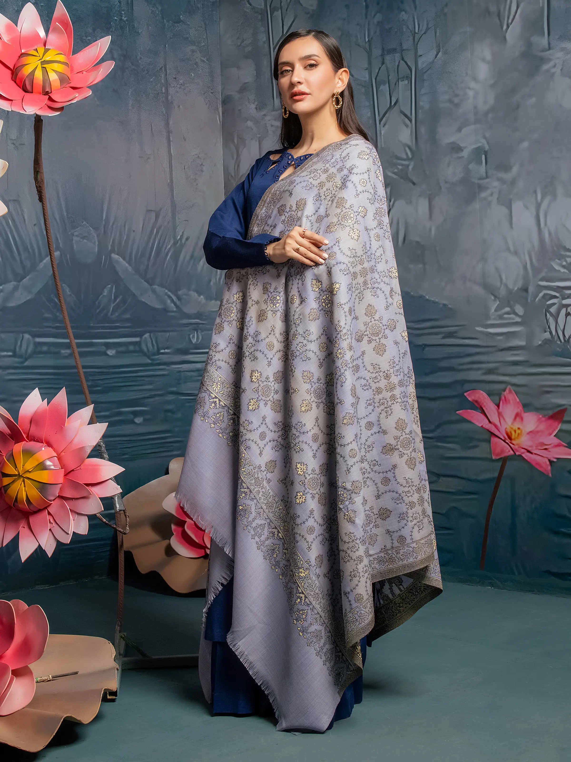 Pashmina Jacquard Zari Shawl - EWMS5-004 - Image 5