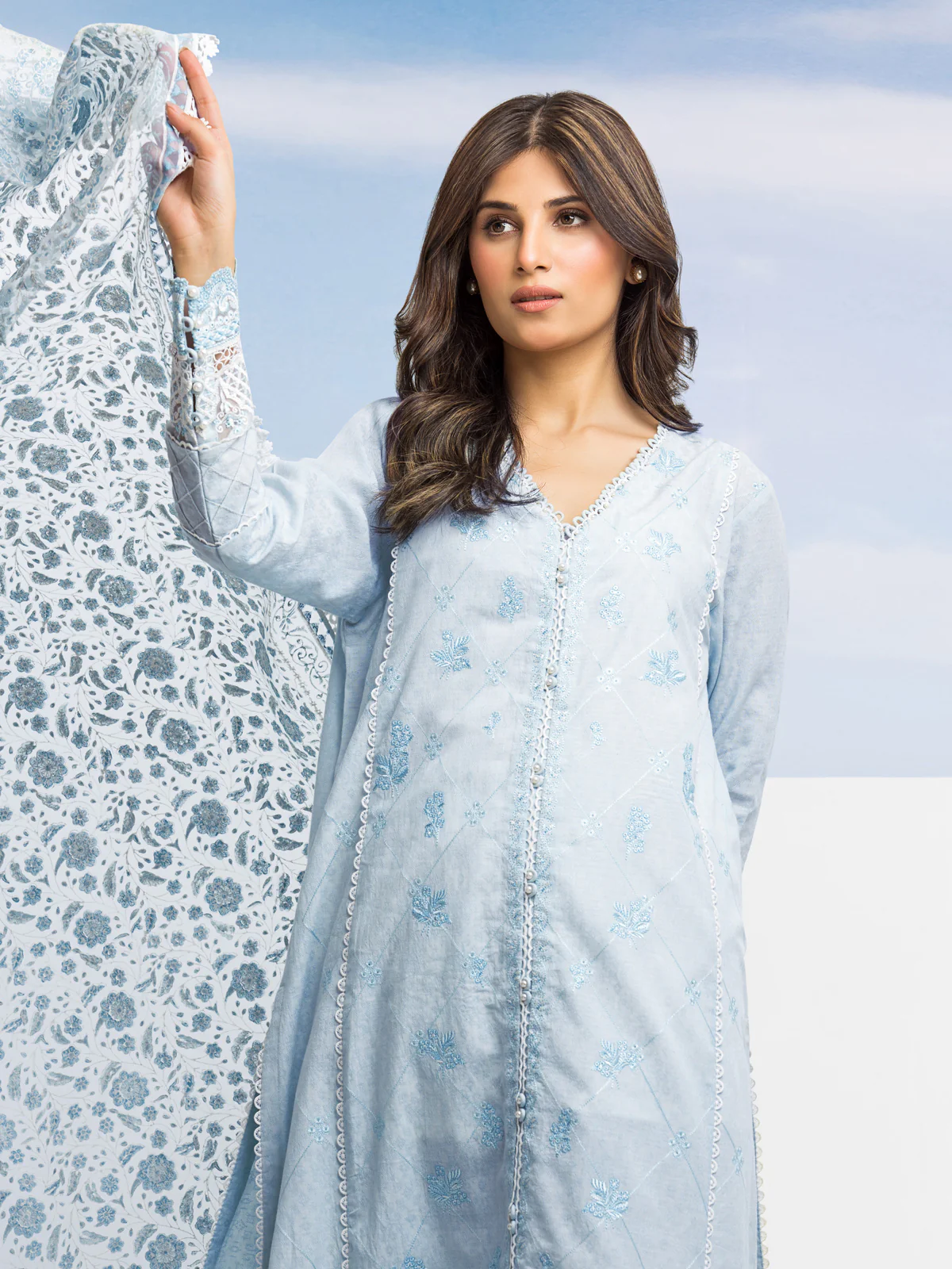 Embroidered Dobby Shirt Trouser - EWU24V7-28639ST - Image 3
