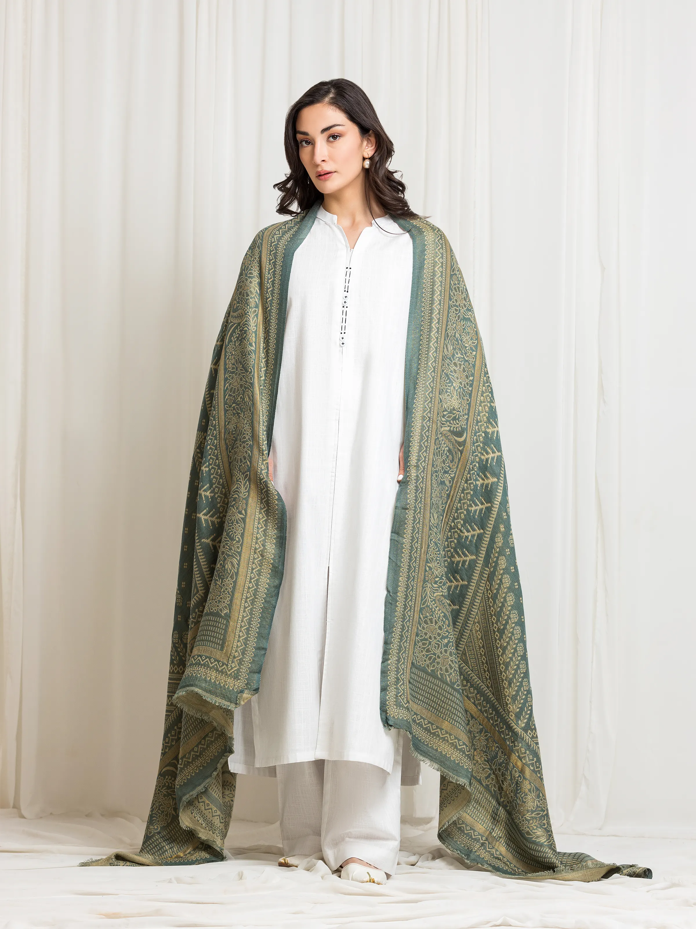 Pashmina Jacquard Zari Shawl - EWMSJ5-001