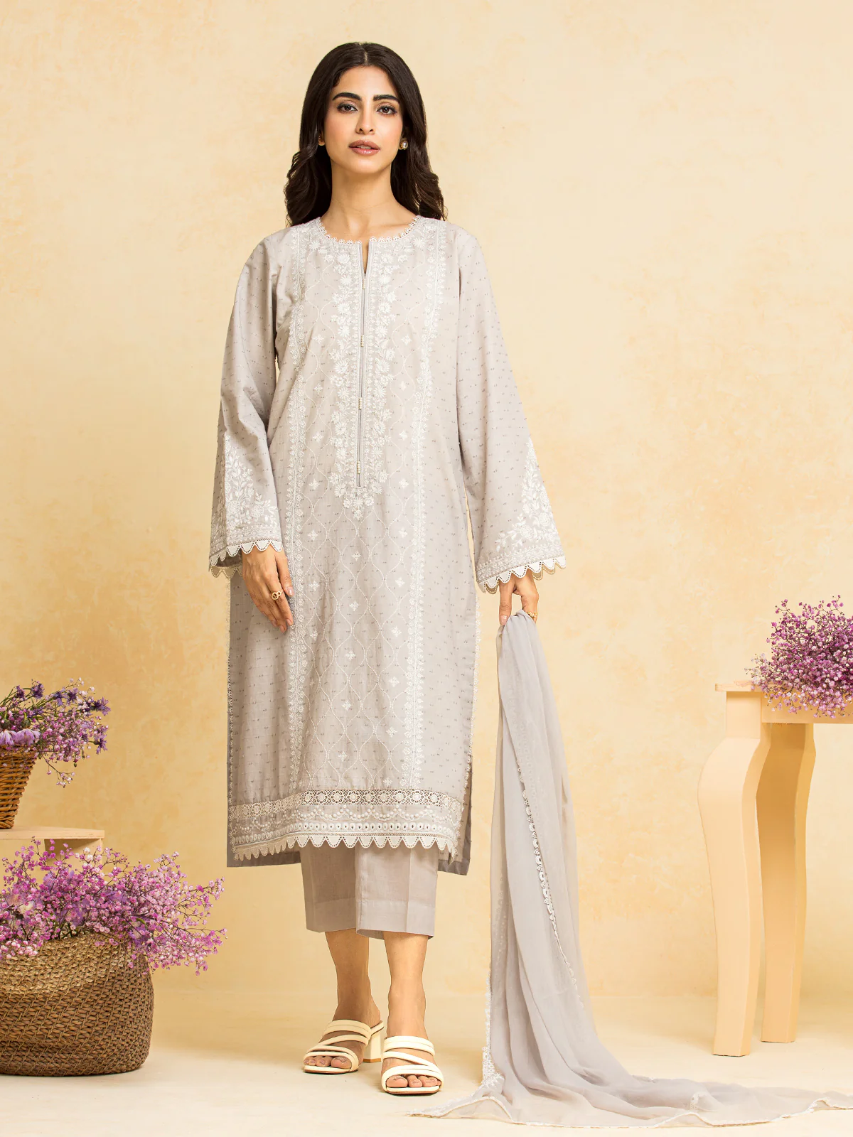 Embroidered Dobby Suit - EWU24V7-28777-3P