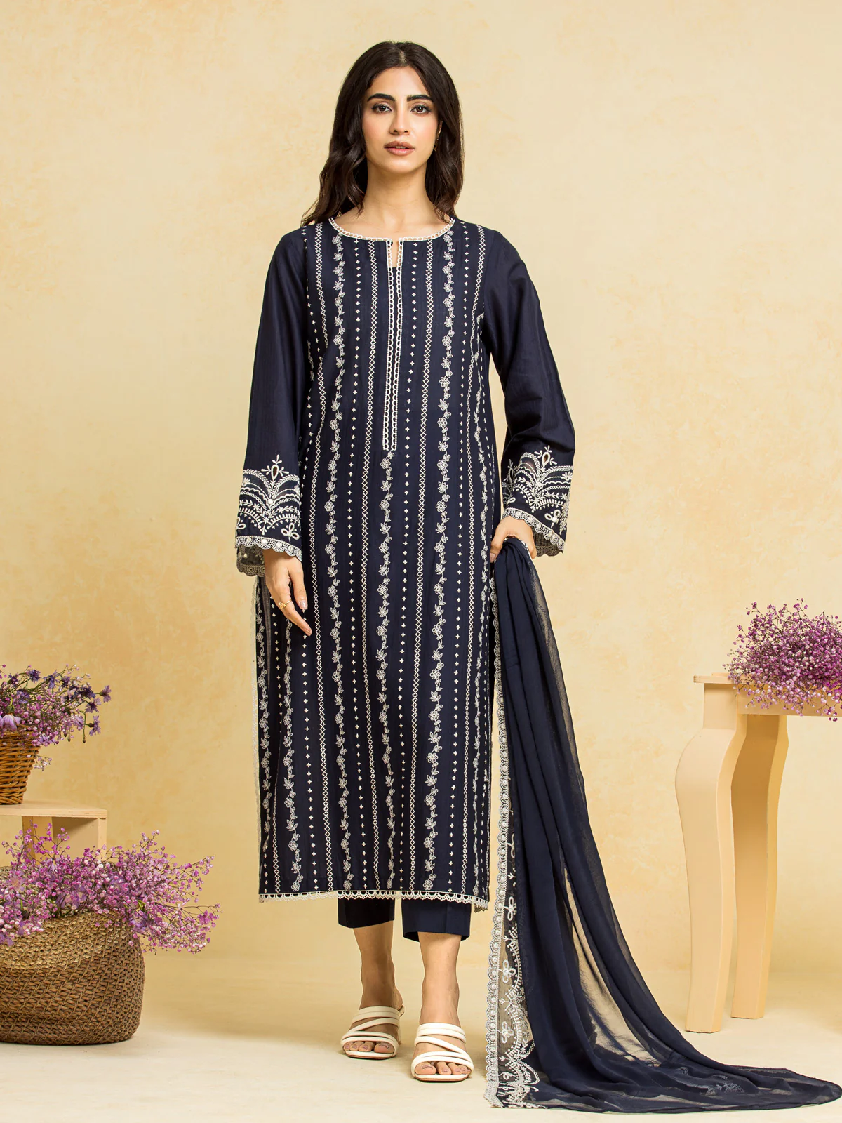 Embroidered Dobby Suit - EWU24V7-28780-3P - Image 2