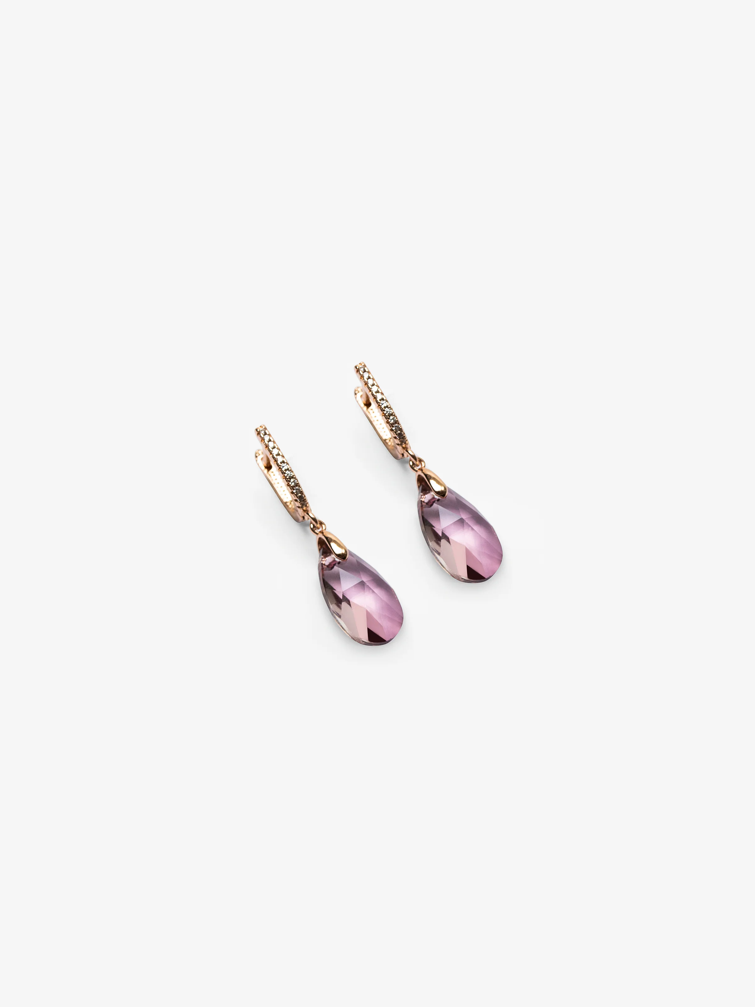 Purple Teardrop Crystal Earrings - EAWE5-037