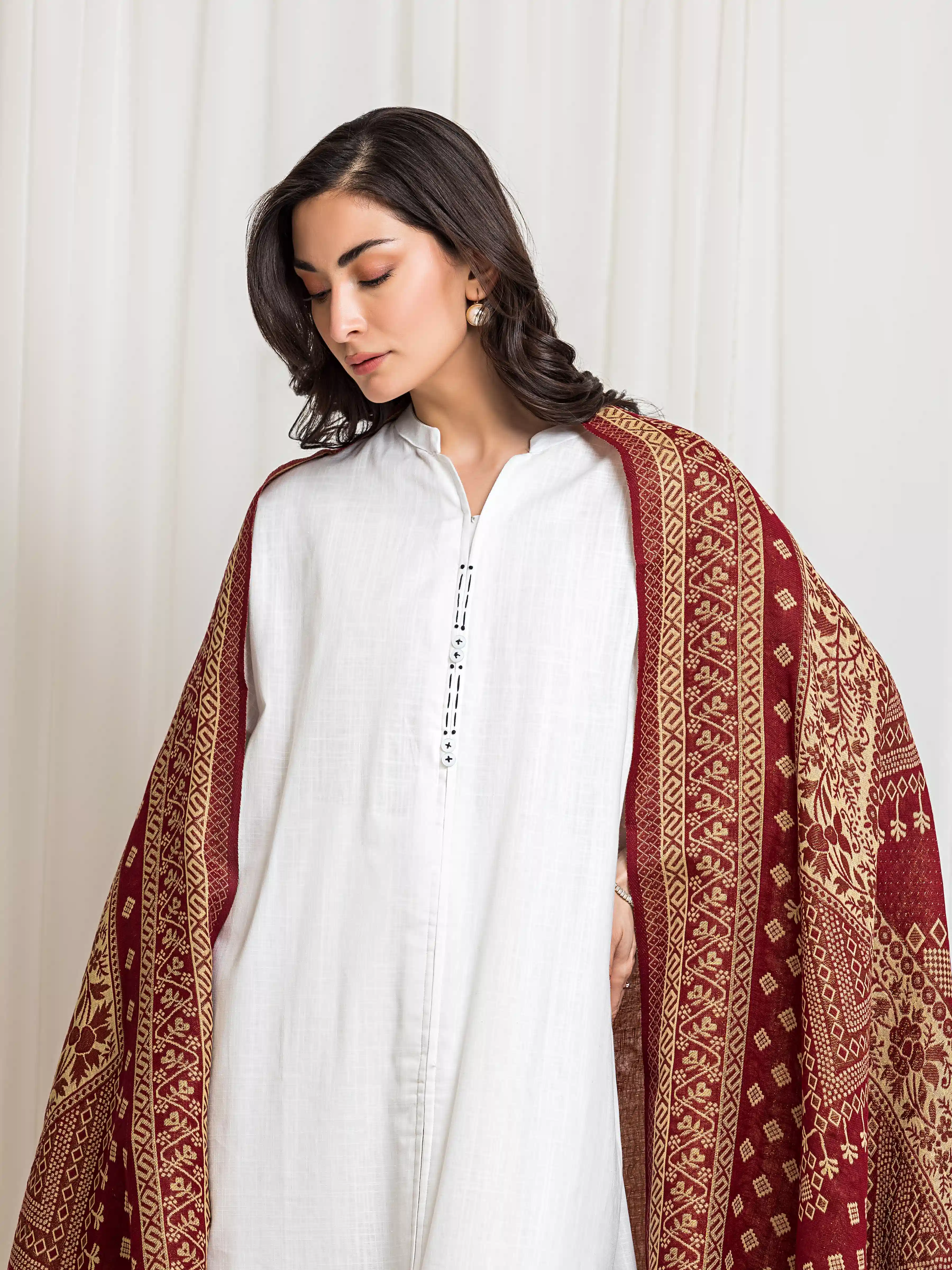 Pashmina Jacquard Zari Shawl - EWMSJ5-002 - Image 2