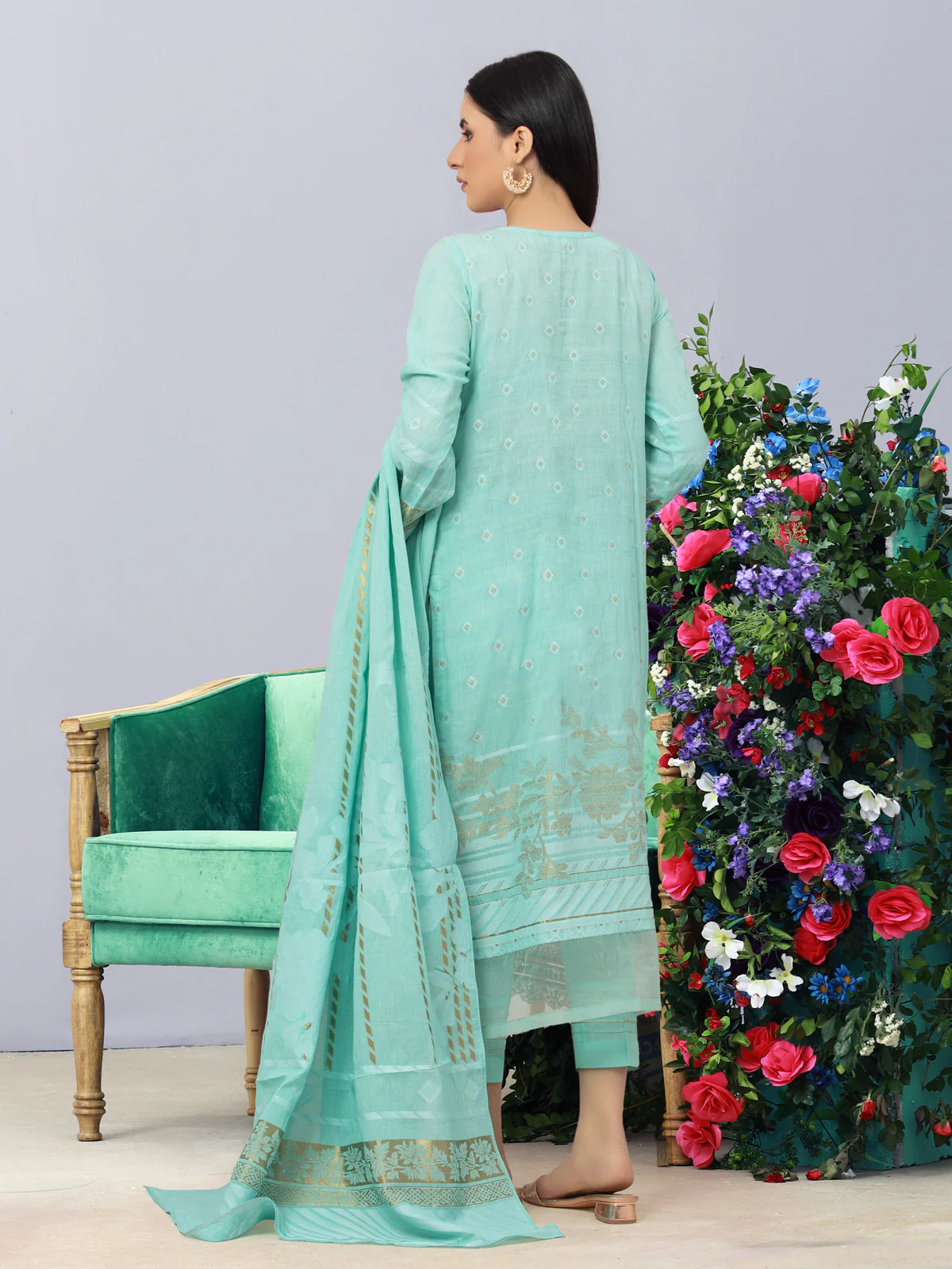 Embroidered Jacquard Suit - EWU24V3-26757-3P - Image 3