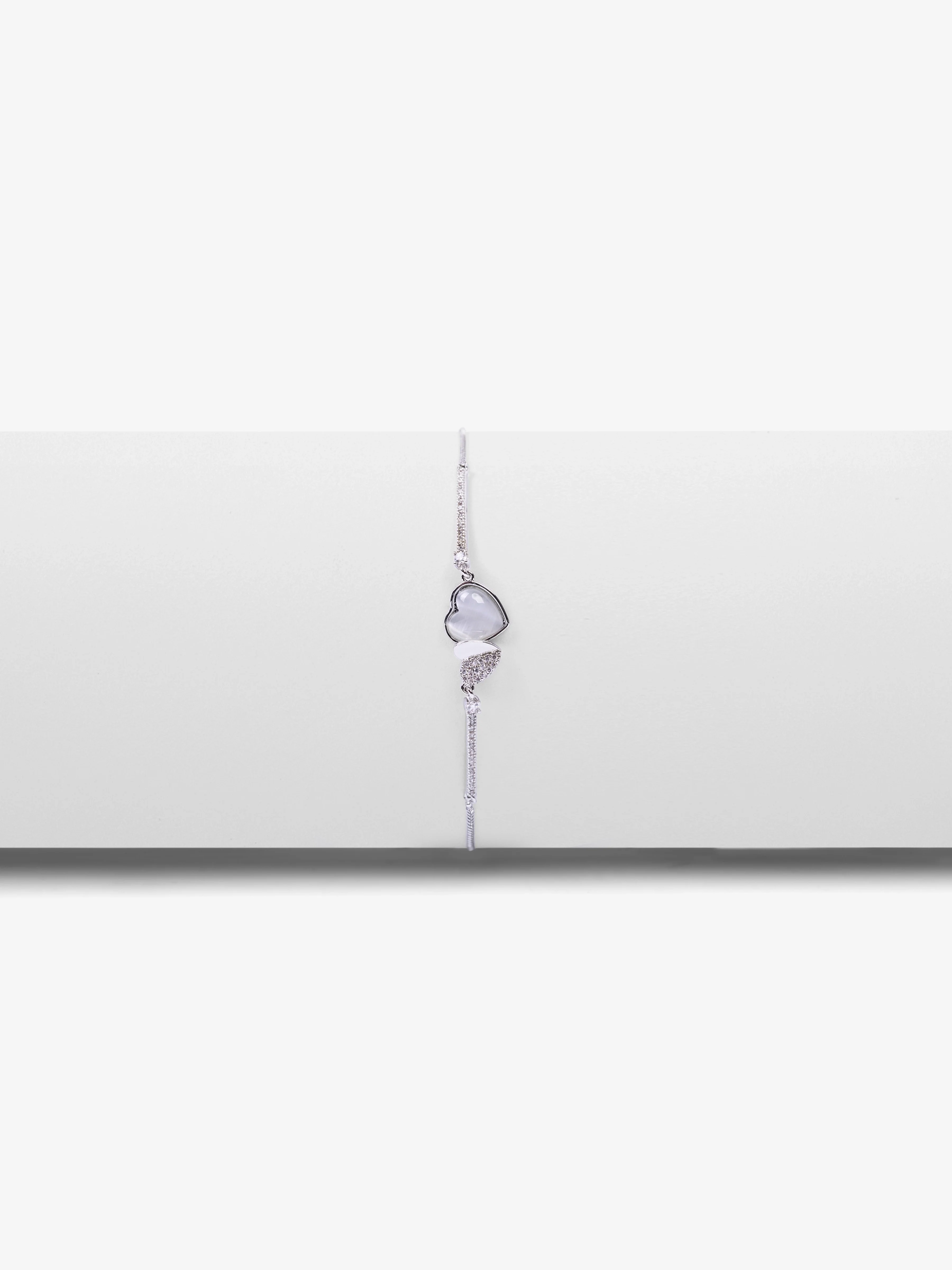 Elegant Silver Heart Bracelet - EAWB5-006